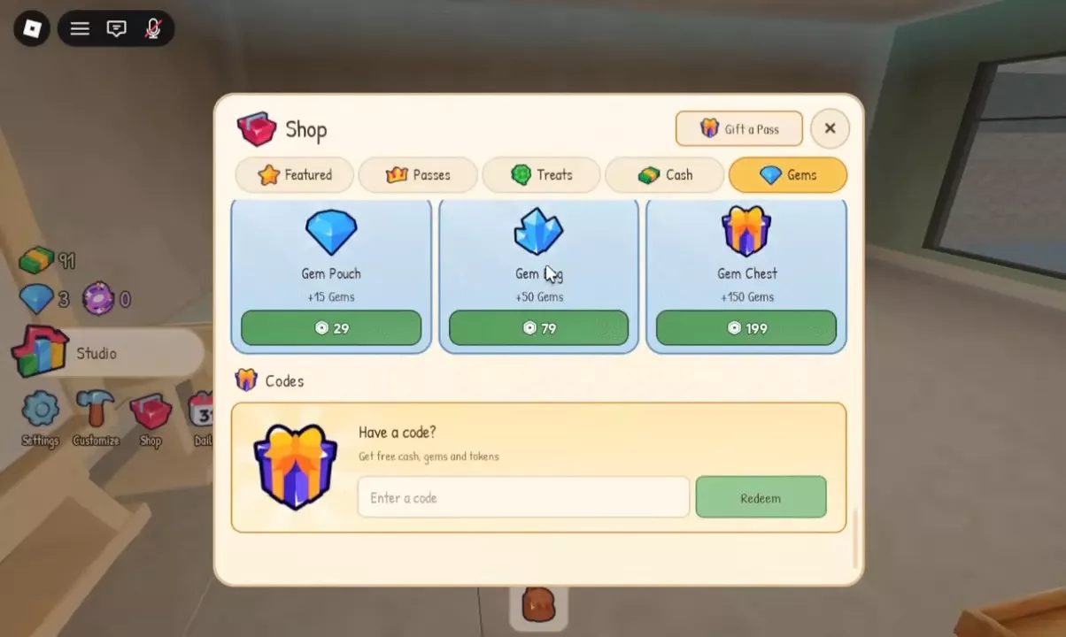 Scroll all the way down in Shop to the Codes section and enter the code in the Enter a code field.