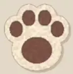 Cream Paw Print rug with one brown main pad and four toe pads.